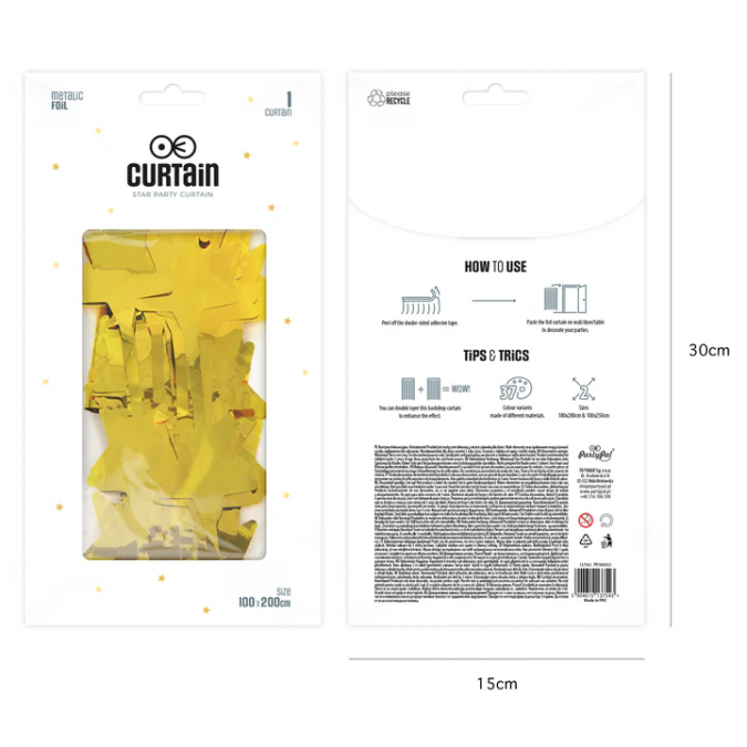 Ресни за фонова декорация - звезди, цвят злато, 100х200см /Pp/