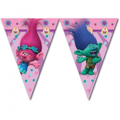 Банер гирлянд за декорация Тролчета / Trolls, 2,30 м дължина