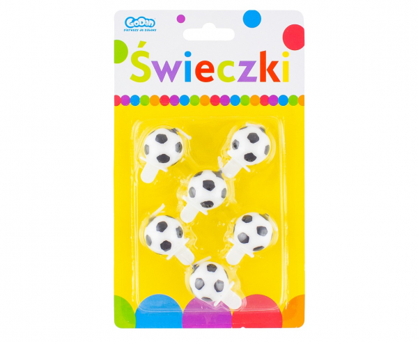 Свещички за рожден ден футболни топки, 6 бр. в пакет /Gd/