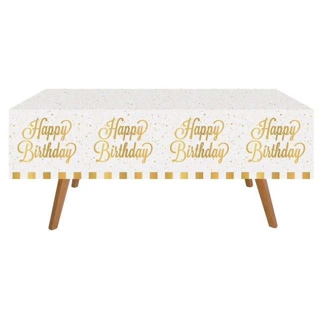 Покривка със златни звезди и надпис Happy Birthday, 120х180 см /mb/