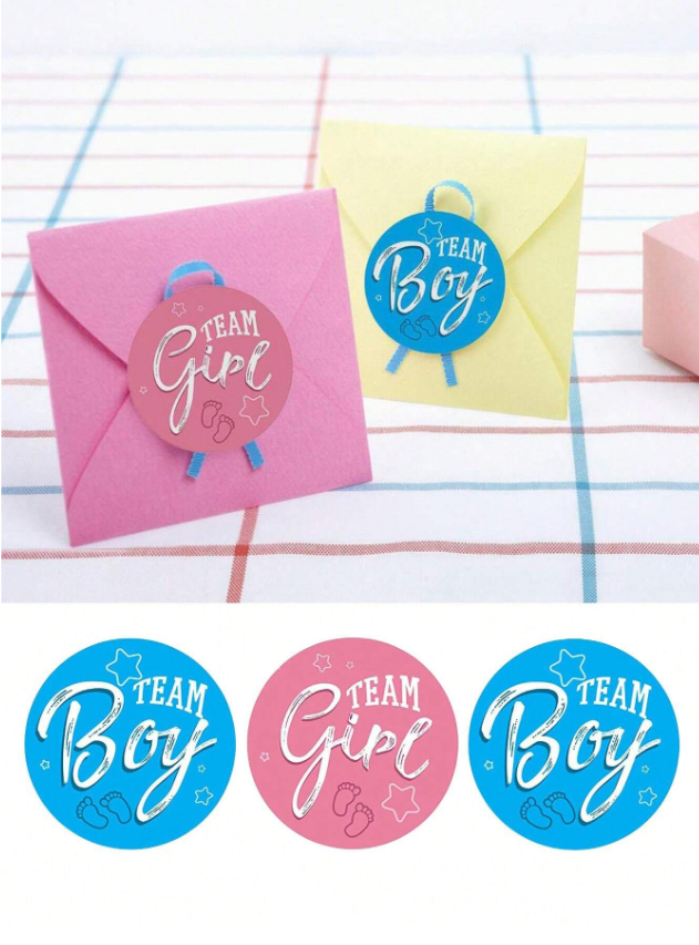 Стикери за разкриване на пола, сини, Team Boy, 12бр /Ch/