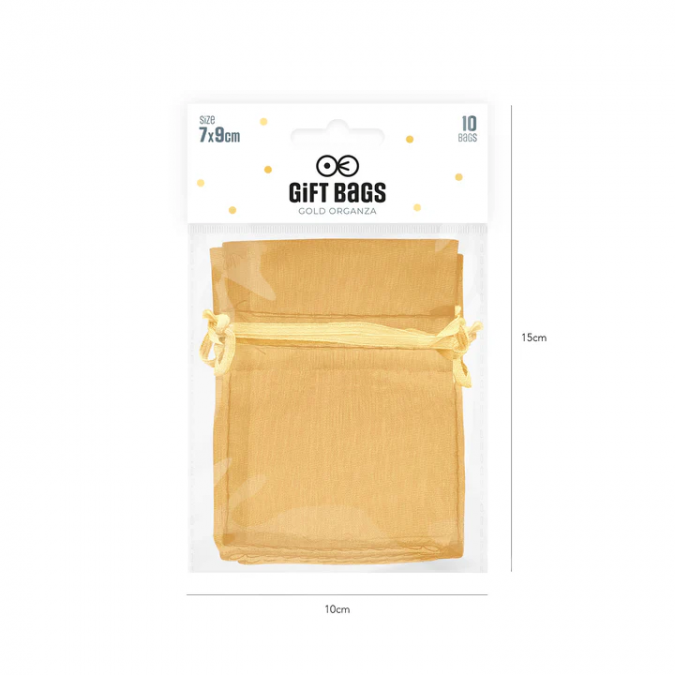 Подаръчни торбички органза, цвят злато, 10бр. /Pp/