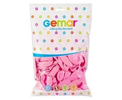 Балон цвят Розов, Pink, диаметър 30 см, 100 бр. в пакет, Gemar G110 #057 /Uk/