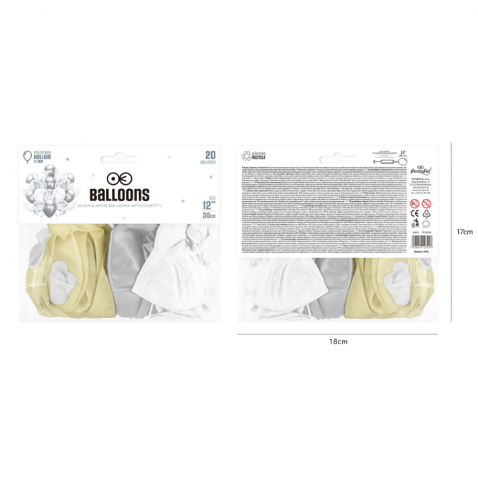 Комплект 10 бр. балони злато хром и конфети /Pp/