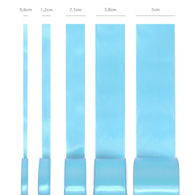 Сатенена лента, цвят светло син, 0,6х23м /Pp/