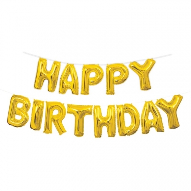 Фолиев надпис Happy Birthday цвят злато /Gx/