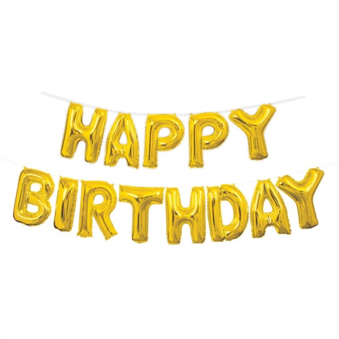 Фолиев надпис Happy Birthday цвят злато /Gx/