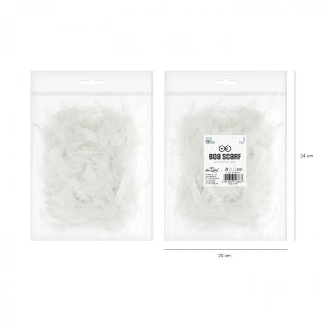 Бял шал/боа/ от пера, 190см /Pp/