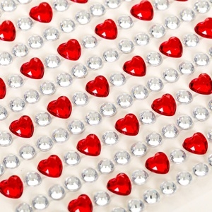 Акрилни стикери - сърца в червено и сребърно /Mb/