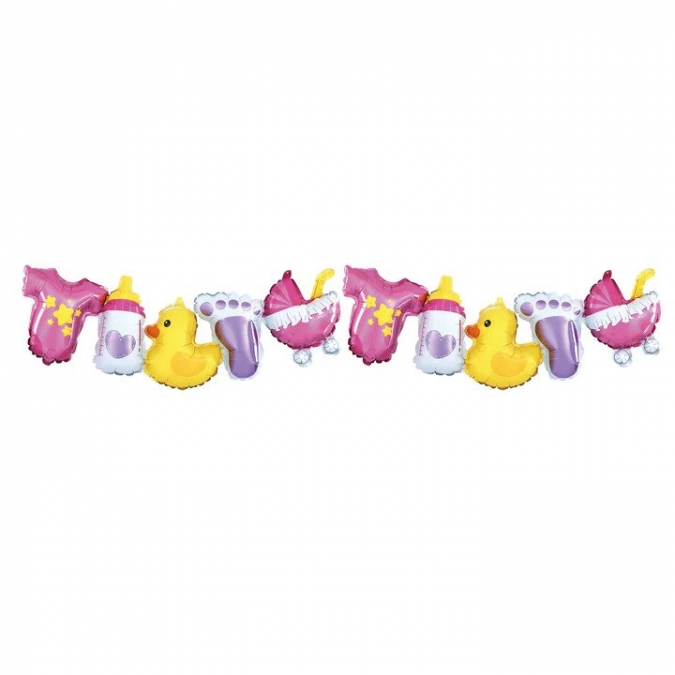 Фолиев гирлянд от балони бебе момиче, боди, крачета, пате, 206х34 см /Pp/