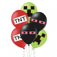 Комплект премиум балони с печат Майнкрафт/Крийпър/Ендерман/ТНТ, 30 см. диаметър, 12 бр. /Pp/