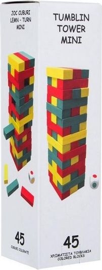Настолна игра Дженга, дървени цветни мини блокчета /Mb/