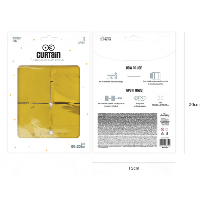 Ресни за фонова декорация - фолио, цвят злато, 100х200см /Pp/