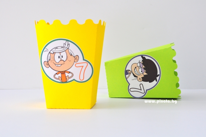 Персонализирана кутийка за пуканки Къщата на Шумникови, 3бр. в опаковка