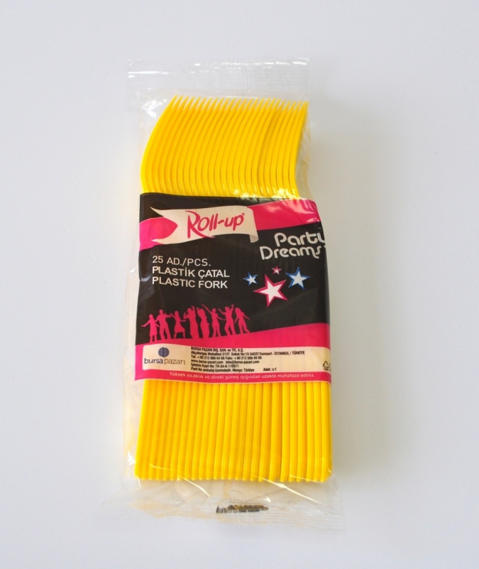 Парти вилички,  жълти 10 бр пакет