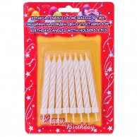 Свещички бели универсални блестящи с поставки,  8 бр в пакет /mb/