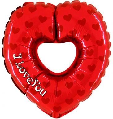 Фолиев балон Сърце с текст Обичам Те, I Love You, височина 100 см