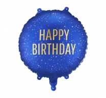 Фолиев балон Happy Birthday, цвят тъмно син, 45см /Pd/