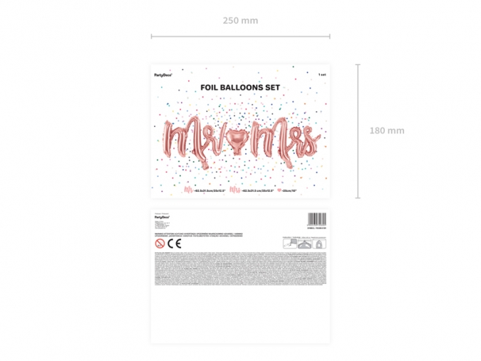 Надпис от фолиеви балони Mr & Mrs, сватба,младоженци,  розово злато, 125х69см /Pd/