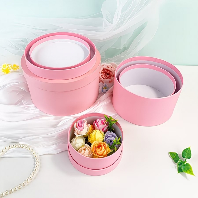 Кръгла кутия с капак, цвят розов, ф20/18см /Sa/