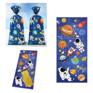 Подаръчни торбички целофан, Космос, 27х12,5см, 50бр. /Km/