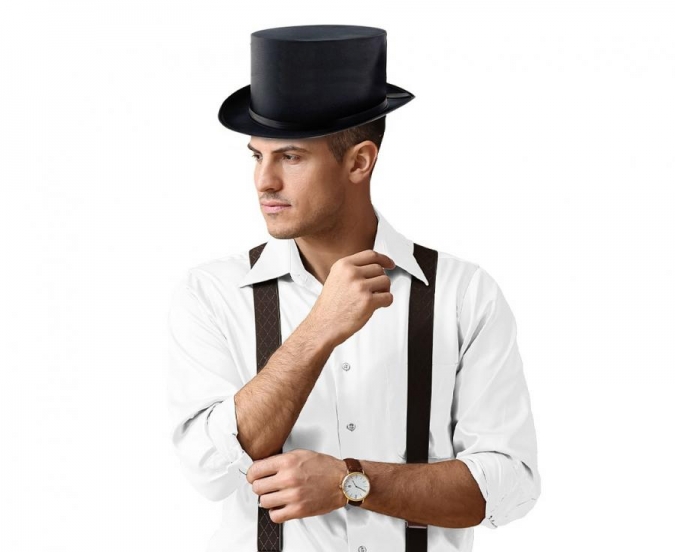 Цилиндър, черен, гладък с лента /Gd/