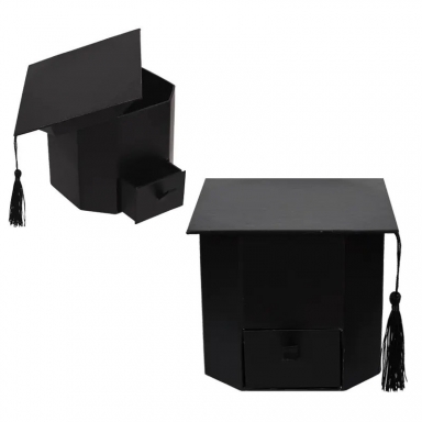 Подаръчна черна кутия с чекмедже, Шапка, Дипломиране /Km/