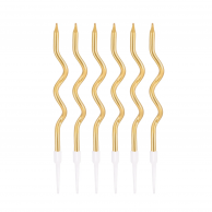 Свещи за торта спирали, 6бр., цвят злато, 12,5см /Pp/