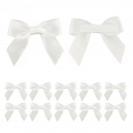 Елегантни сатенени панделки за декорация, цвят бял, 10 бр. 6,3см /Tm/