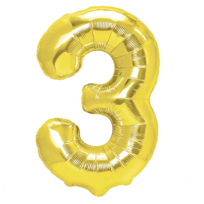 Фолиев балон цифра 9, цвят злато, 40см /Pp/