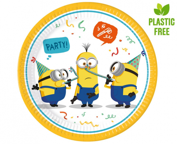 Хартиена парти чинийка Миньони 23 см, 8 бр. в опаковка Gd