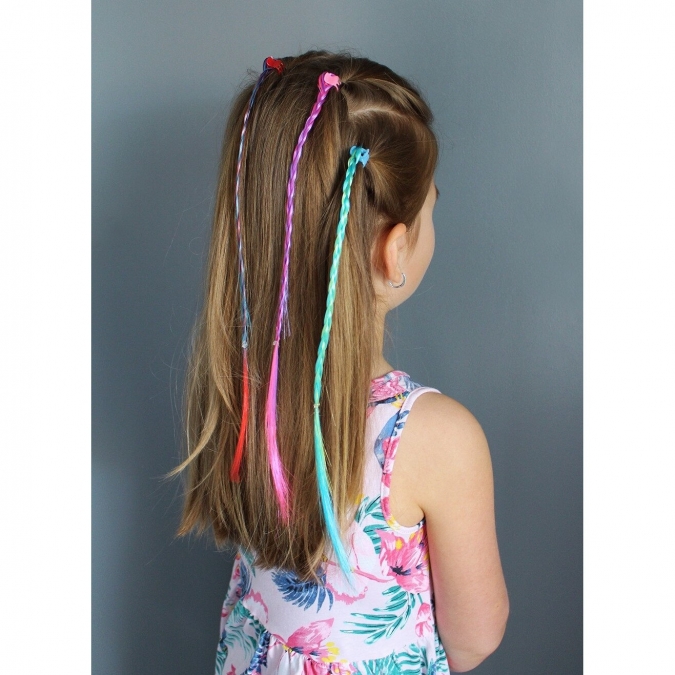 Цветни сплетени кичури за коса, микс цветове, 6бр. /Tr/