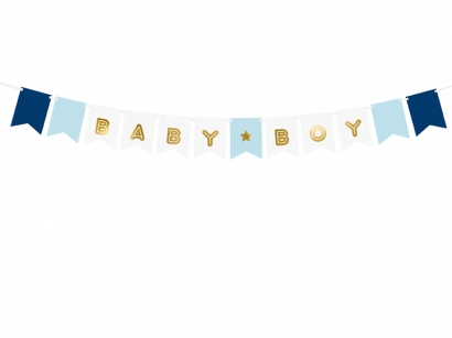 Банер гирлянд за Бебе Момче с надпис Baby Boy, 1,60 м