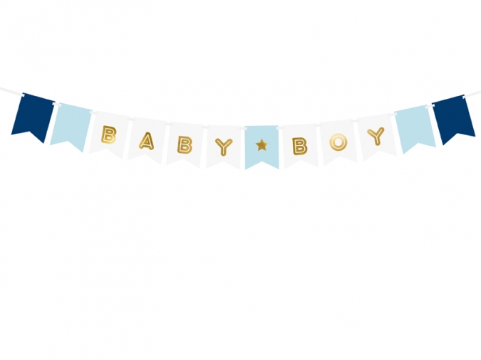Банер гирлянд за Бебе Момче с надпис Baby Boy, 1,60 м