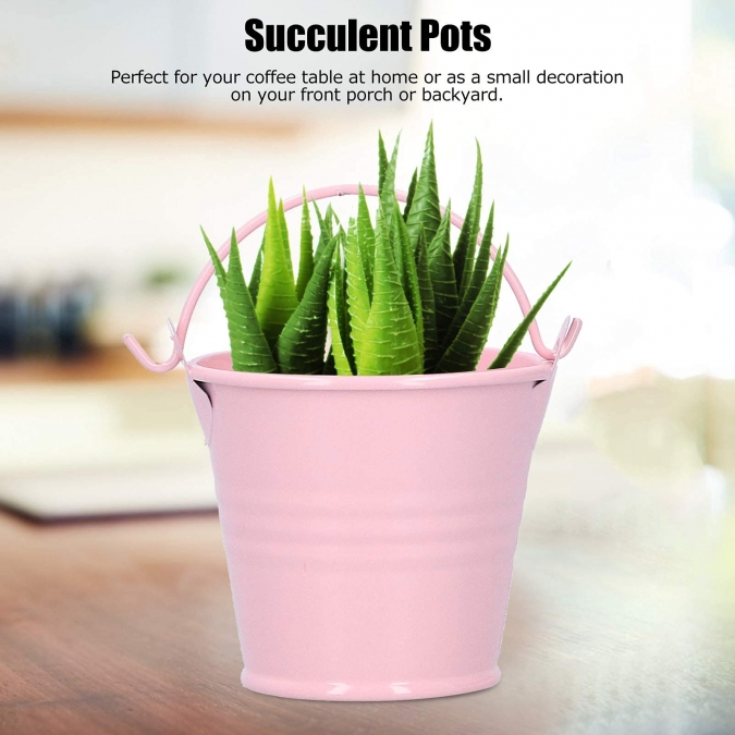 Декоративна метална кофичка, 5,5см, различни цветове /Sa/