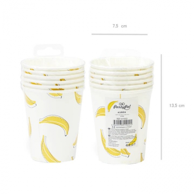 Хартиена парти чашка Банани, 220 мл. 6бр. в опаковка /Pp/