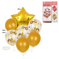 Комплект 7 броя фолиеви и латексови балони, цвят злато /Km/