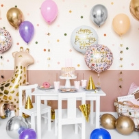 Фолиев балон бял със златен надпис Happy Birthday to you, 35 см /Pd/