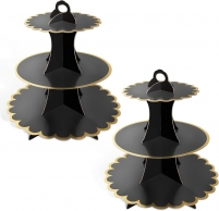 Стойка за мъфини черна със златен блестящ кант /Gx/