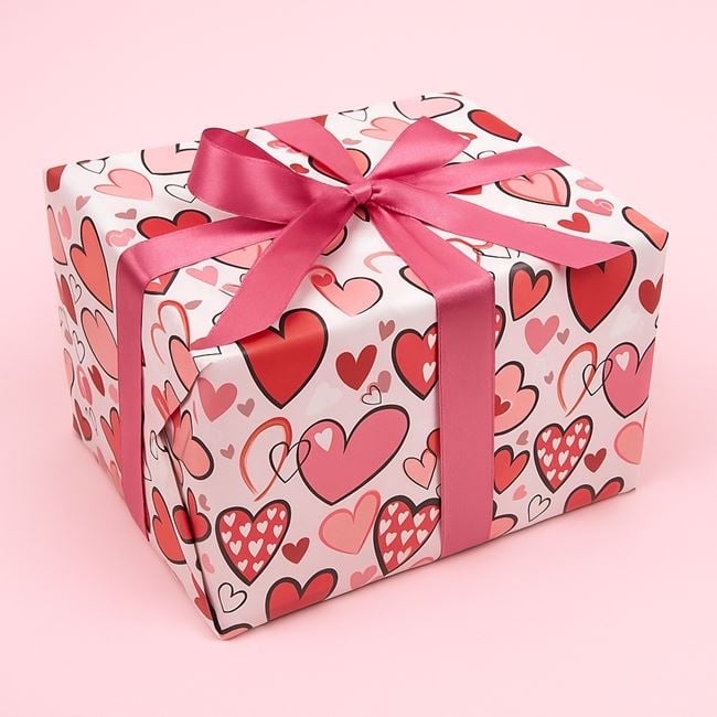 Опаковъчна хартия в розово със сърца, 150x70 см /Mb/