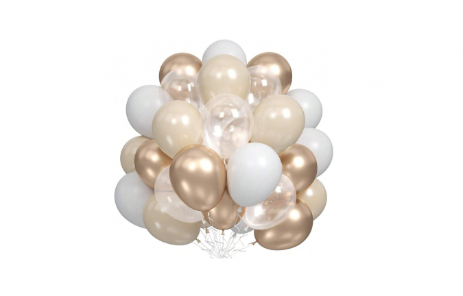 Комплект за арка 60 бр. балони в бяло, шампанско, латте и хром /Ch/