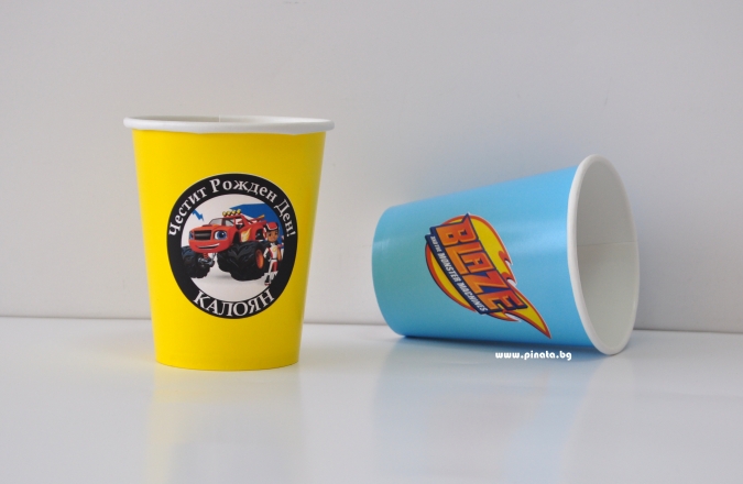 Персонализирана хартиена парти чашка 250 мл Блейз / Пламъчко, 6бр. пакет