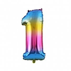 Фолиев балон цифра 0, цвят дъга 80 см /Km/