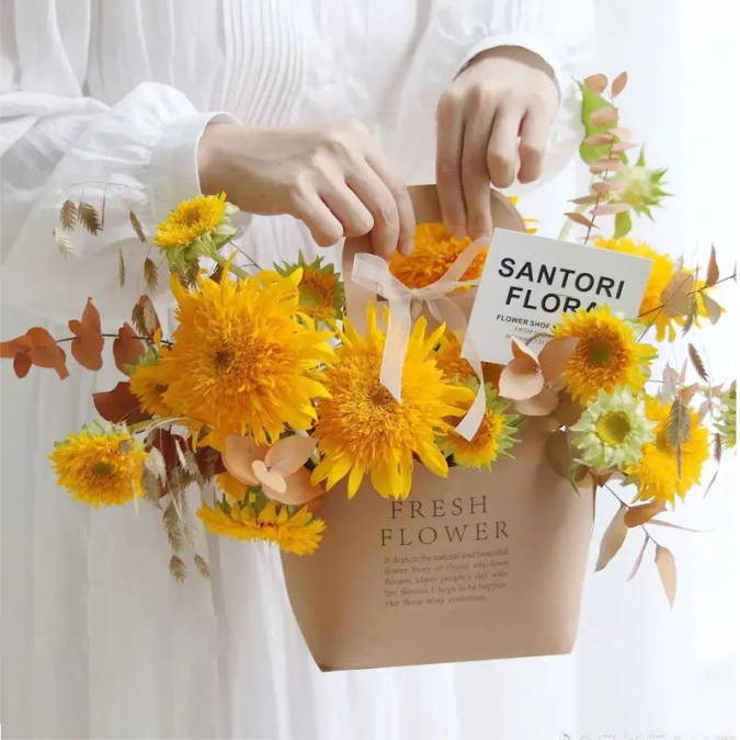 Oпаковка за цветя "Чанта", 32х23см /Km/