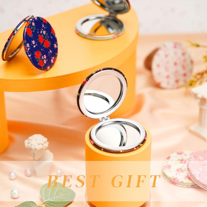 Мини джобно огледалце с флорални мотиви /Tr/