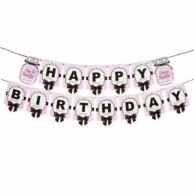 Банер гирлянд Дамско парти, Панделки, Happy Birthday, 2,5м. /Pe/