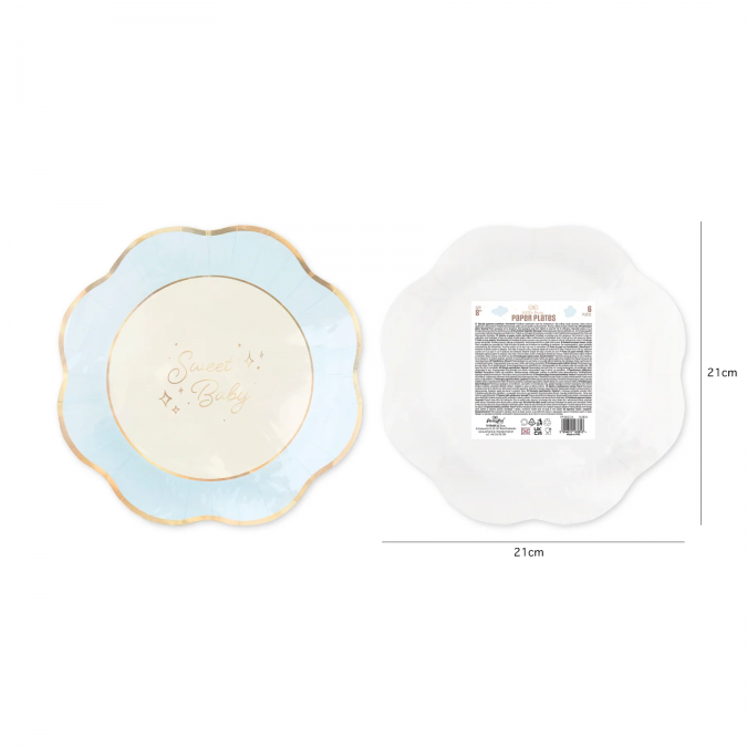 Хартиена чинийка Бебе момче, Sweet Baby, 21.5 см, 6 бр. в опаковка /Pp/