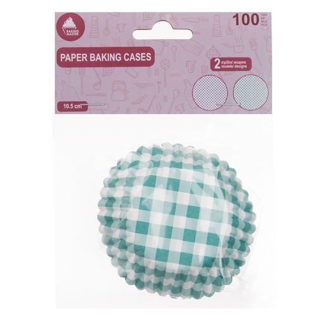 Подложка за печене на мъфини, 100 бр. в опаковка в розово и зелено каре /Mb/