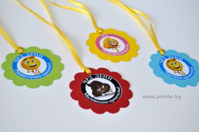 Персонализиран парти медальон Емоджи / Емотикони, 5бр. пакет