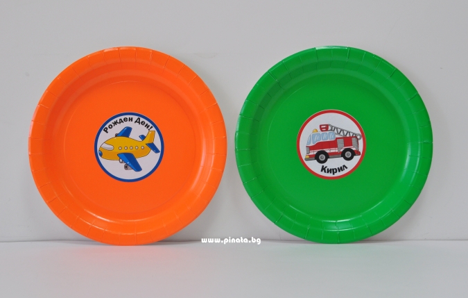 Персонализирана хартиена парти чинийка Транспортни средства, 6бр. пакет